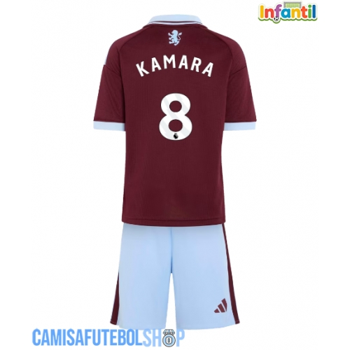 Camisa de time de futebol Aston Villa Boubacar Kamara #8 Replicas 1º Equipamento Infantil 2026-27 Manga Curta (+ Calças curtas)
